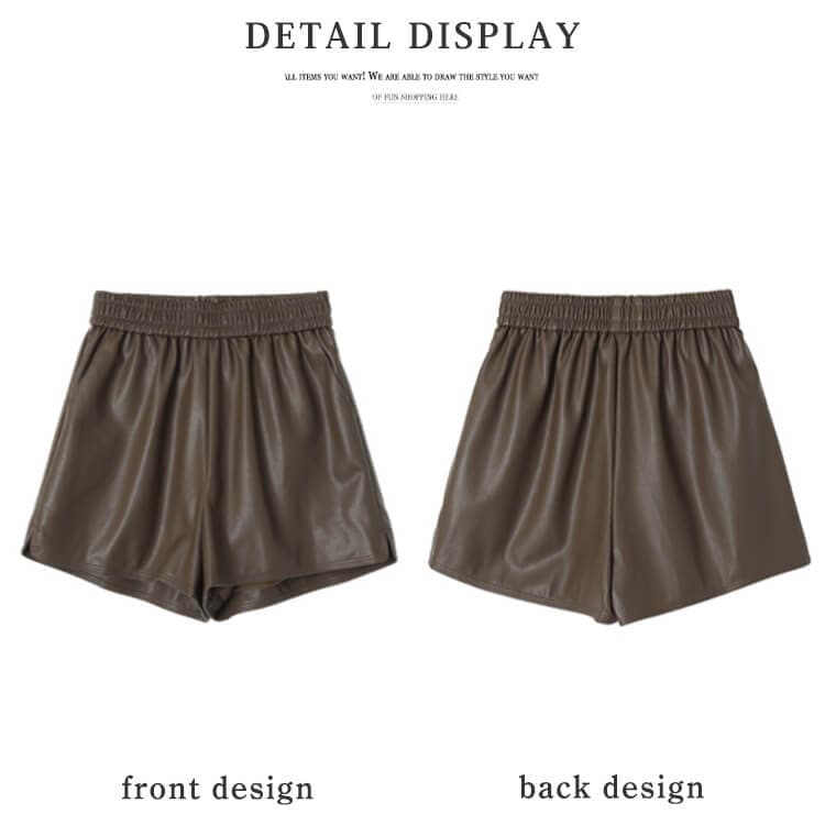 Aライン ショート丈 ワイド レザーパンツ