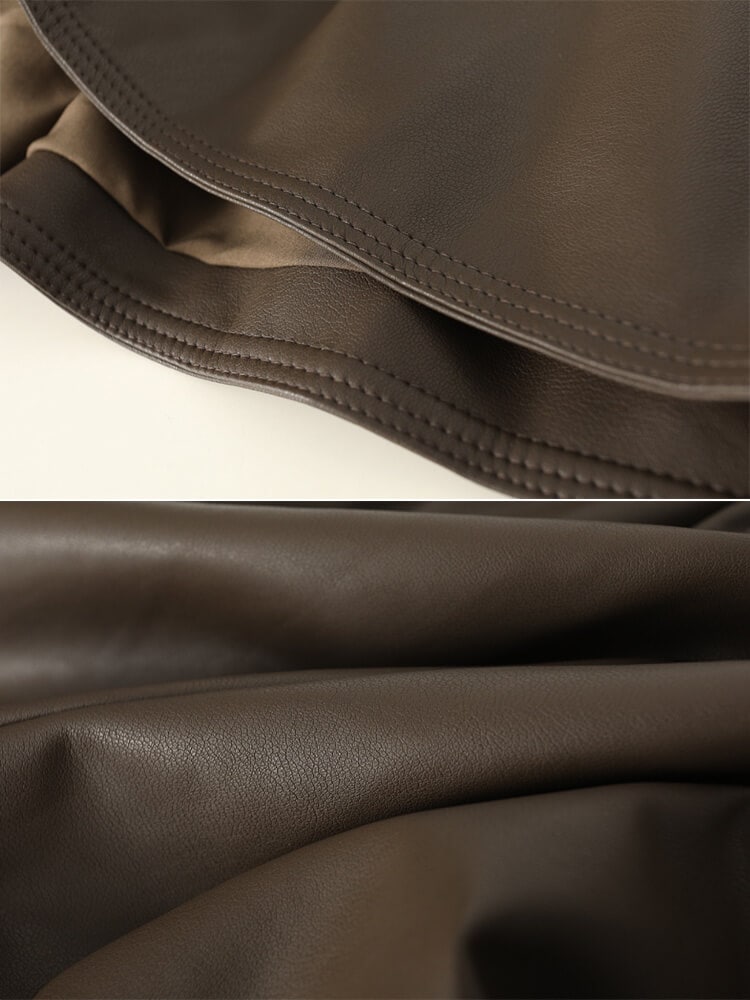 Aライン ショート丈 ワイド レザーパンツ