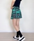 韓国ゴルフウェア スカーフ柄 ショート丈 プリーツスカート