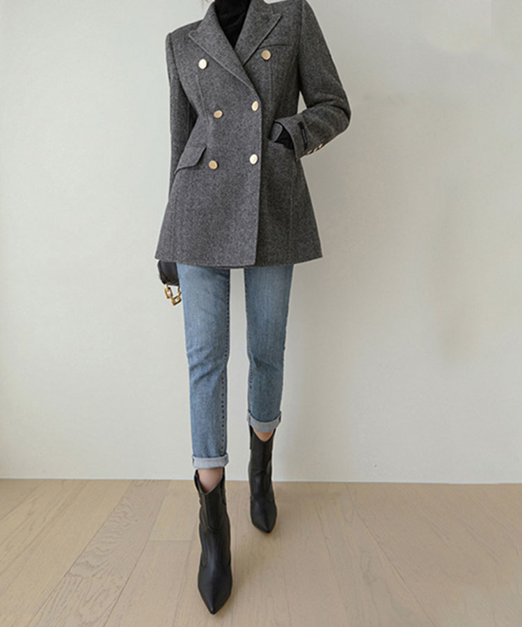 金ボタン ヘリボーン柄 ロング丈 ジャケット