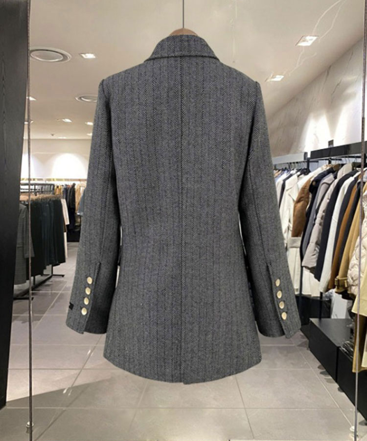 金ボタン ヘリボーン柄 ロング丈 ジャケット