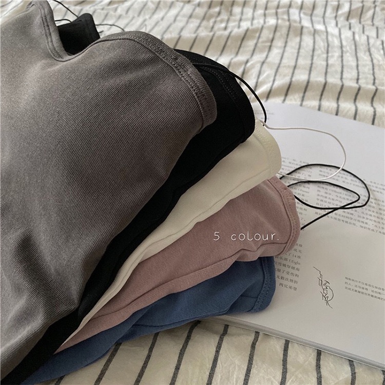 カップ付き 細肩紐 ベアトップ風 キャミソール