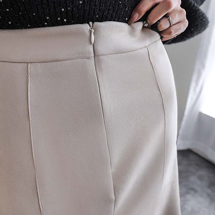 スエード調 ミモレ丈 マーメイドスカート