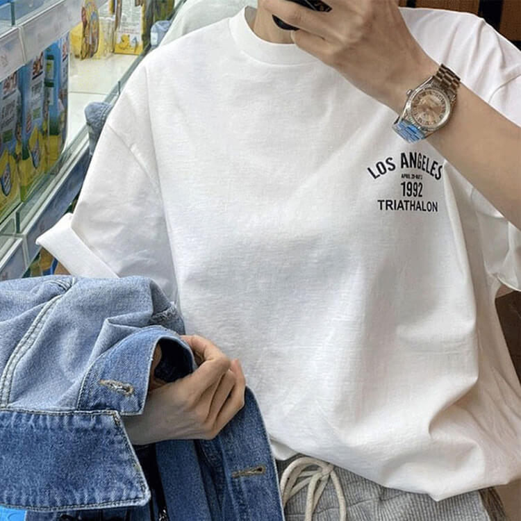 アルファベット バックプリント ゆったり 半袖 Tシャツ