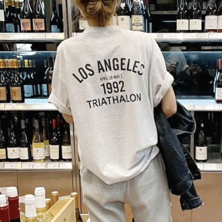 アルファベット バックプリント ゆったり 半袖 Tシャツ