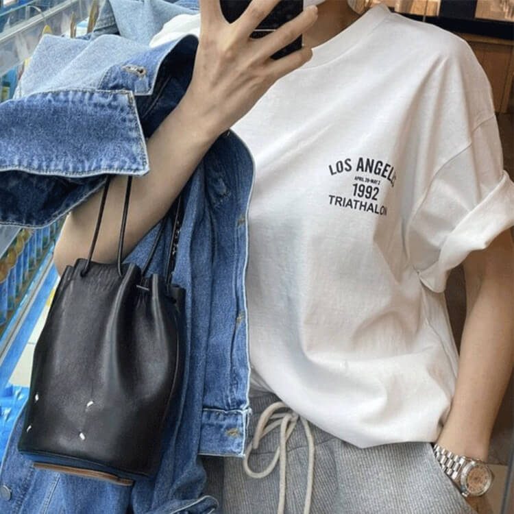 アルファベット バックプリント ゆったり 半袖 Tシャツ