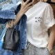 アルファベット バックプリント ゆったり 半袖 Tシャツ