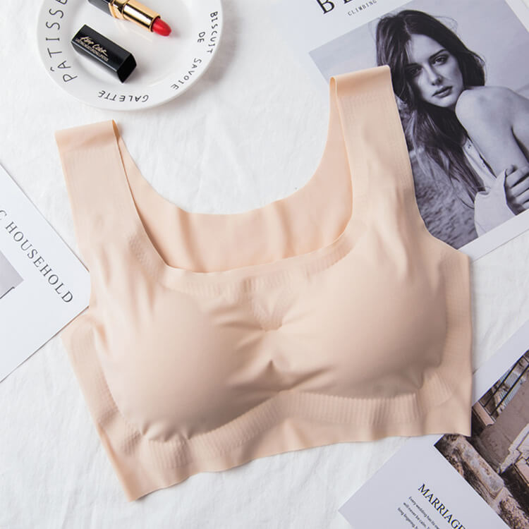 シンプル シームレス ノンワイヤー 脇高 スポーツブラ