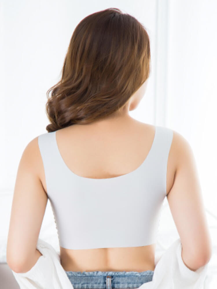 シンプル シームレス ノンワイヤー 脇高 スポーツブラ