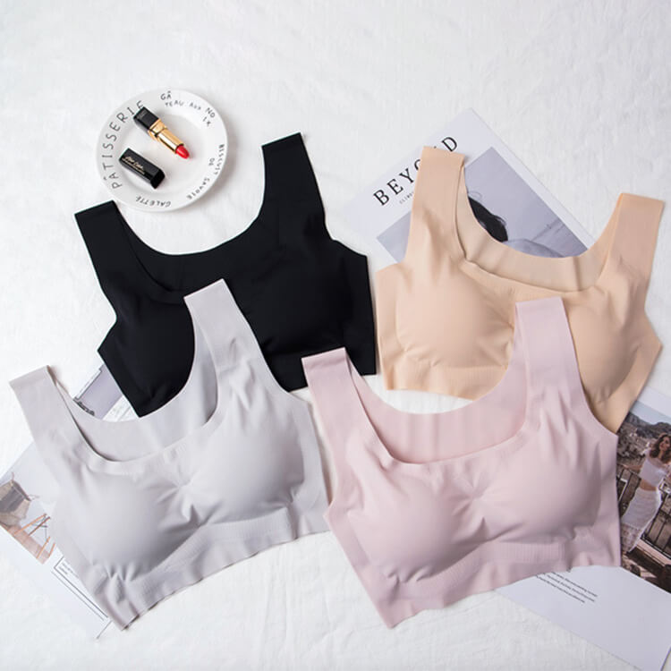 シンプル シームレス ノンワイヤー 脇高 スポーツブラ