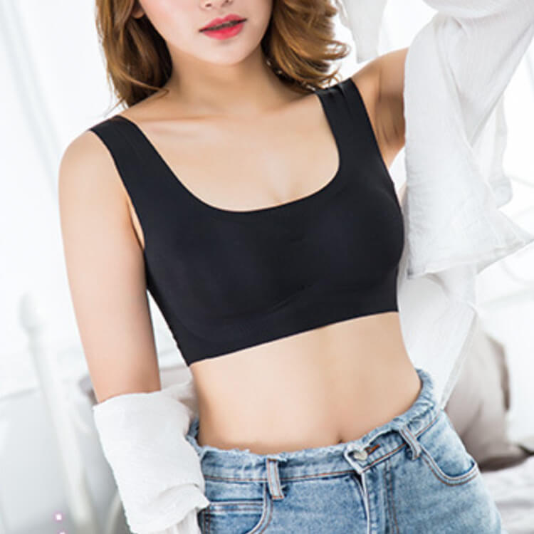 シンプル シームレス ノンワイヤー 脇高 スポーツブラ