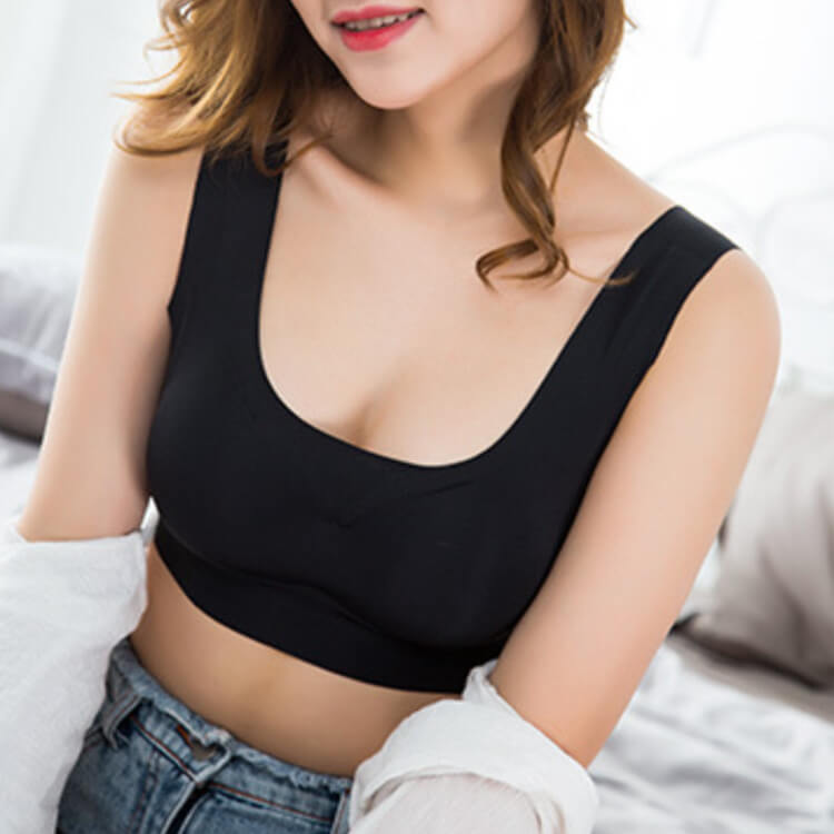 シンプル シームレス ノンワイヤー 脇高 スポーツブラ