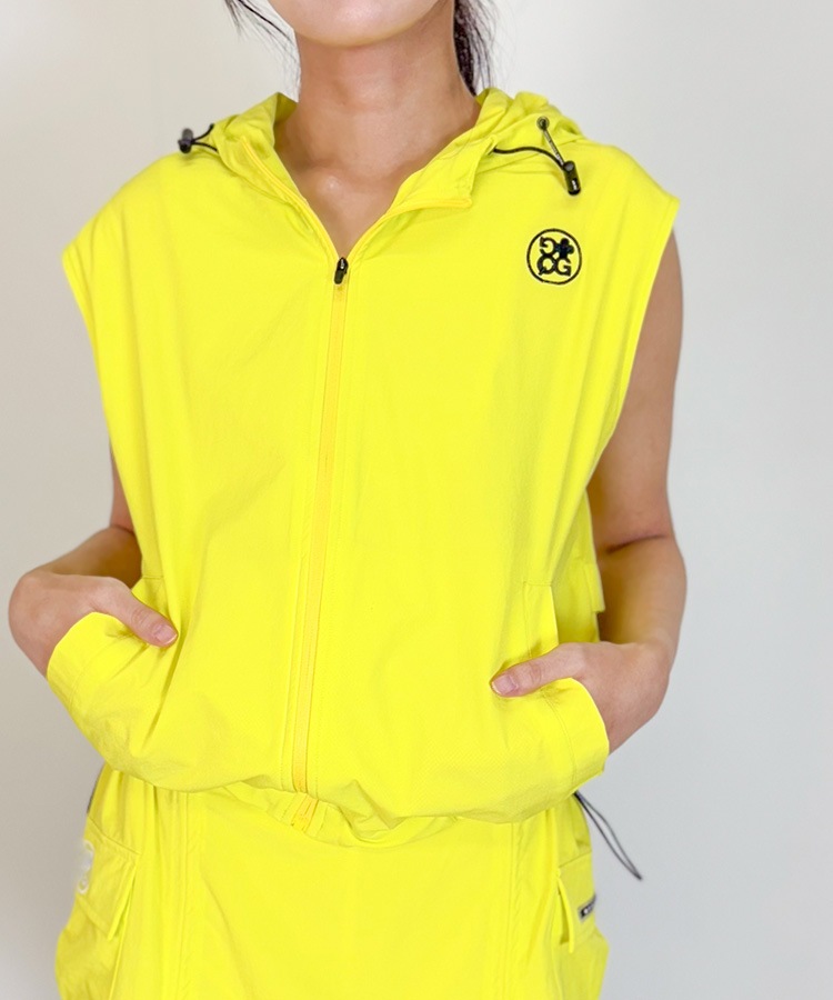 韓国ゴルフウェア フード付き ジップアップ ベスト