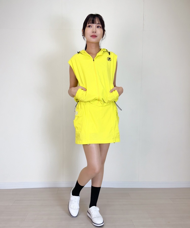 韓国ゴルフウェア フード付き ジップアップ ベスト