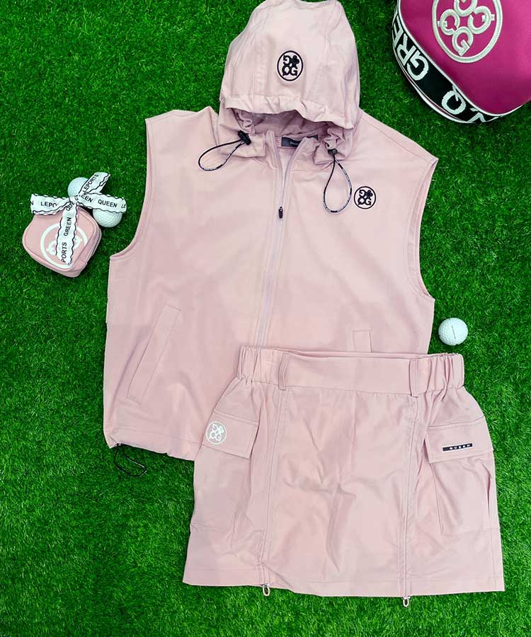 韓国ゴルフウェア フード付き ジップアップ ベスト