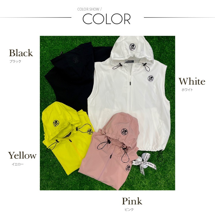 韓国ゴルフウェア フード付き ジップアップ ベスト