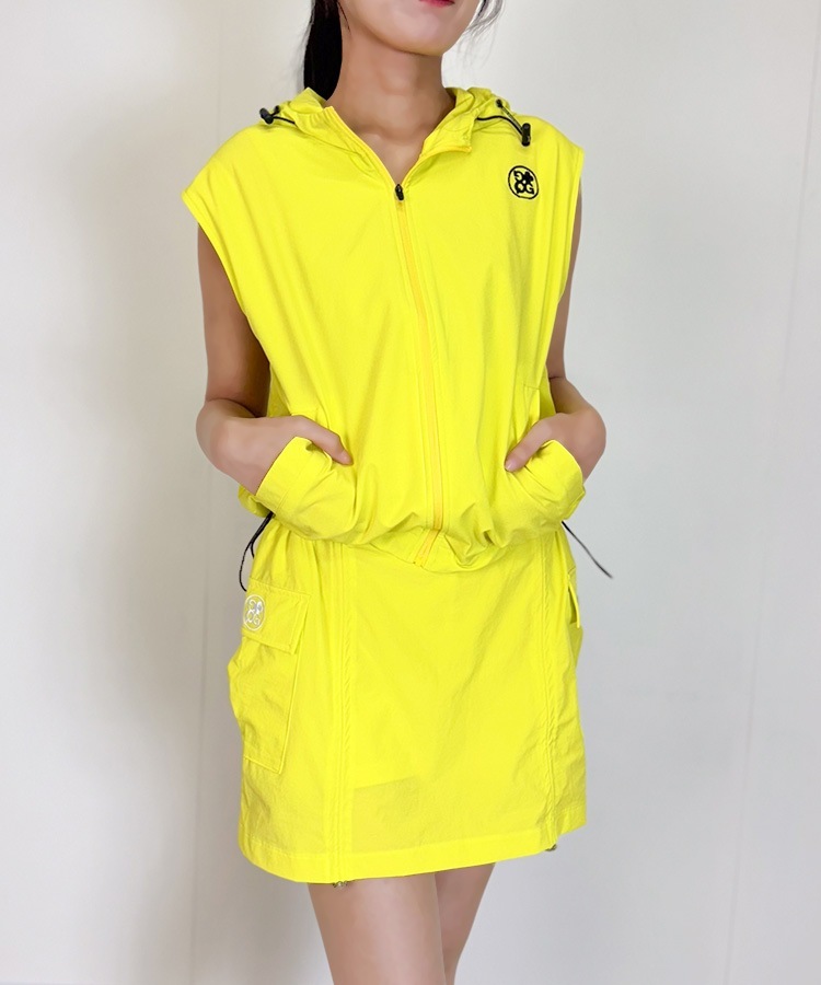 韓国ゴルフウェア フード付き ジップアップ ベスト