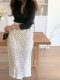 韓国風 ミニプリーツ ドット柄 ロング丈 スカート


