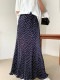 韓国風 ミニプリーツ ドット柄 ロング丈 スカート

