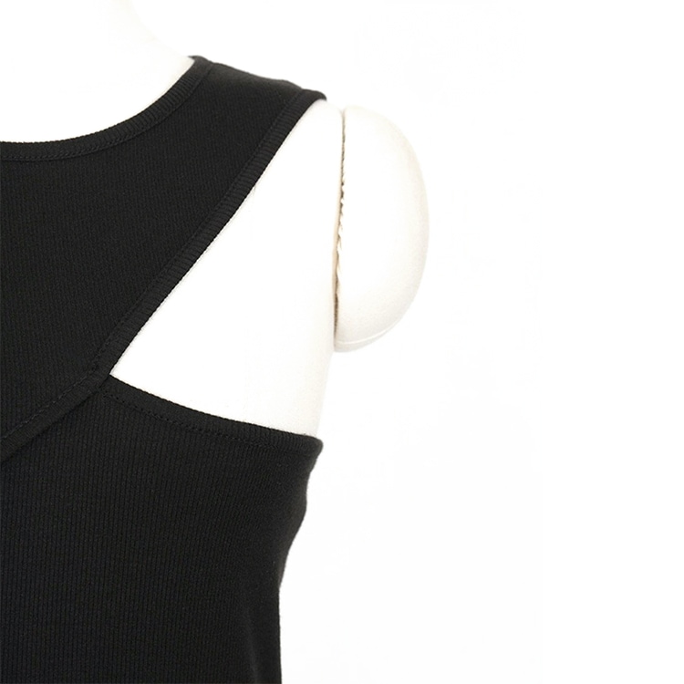 アシンメトリー リブ タンクトップ