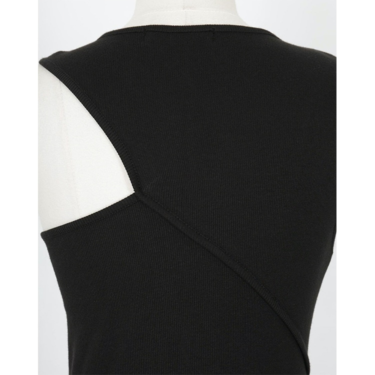 アシンメトリー リブ タンクトップ