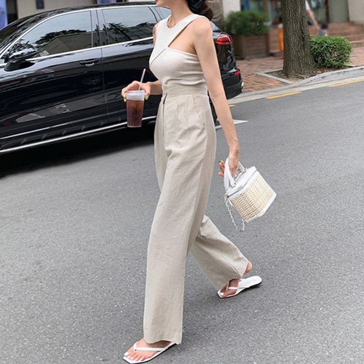 アシンメトリー リブ タンクトップ