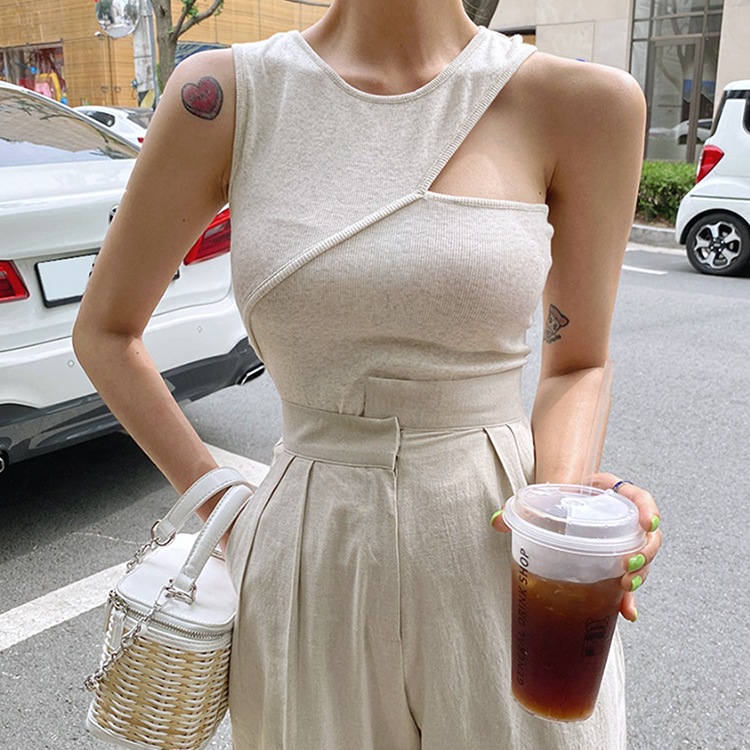 アシンメトリー リブ タンクトップ