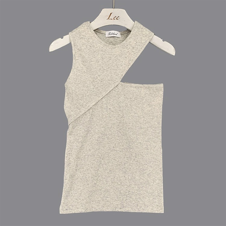 アシンメトリー リブ タンクトップ