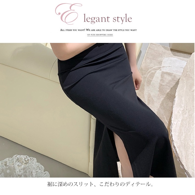 キャップスリーブ タイトフィット ミモレ丈ワンピース