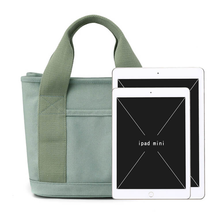 仕切り付き収納 シンプル キャンバス ミニトートバッグ