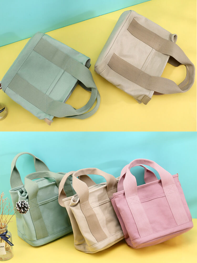 仕切り付き収納 シンプル キャンバス ミニトートバッグ