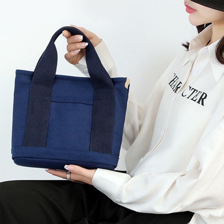 仕切り付き収納 シンプル キャンバス ミニトートバッグ