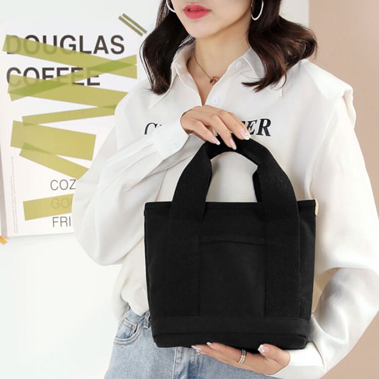 仕切り付き収納 シンプル キャンバス ミニトートバッグ