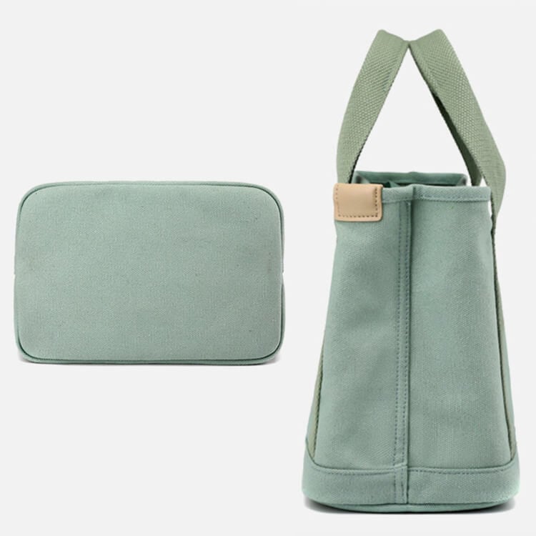 仕切り付き収納 シンプル キャンバス ミニトートバッグ