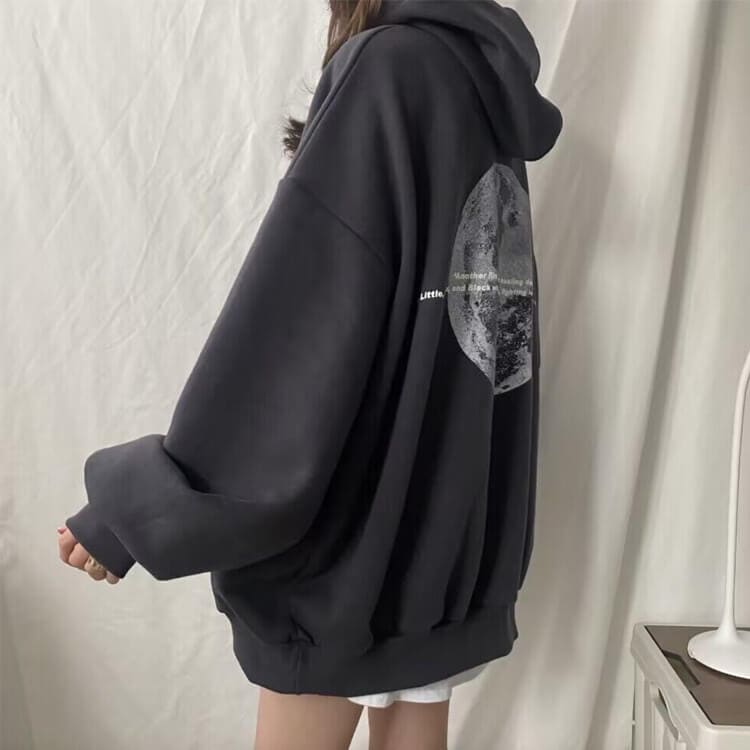 フード付き ゆったり バックプリント パーカー