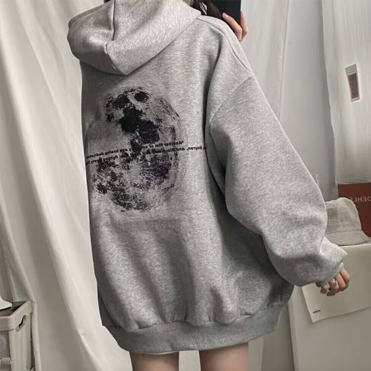 フード付き ゆったり バックプリント パーカー