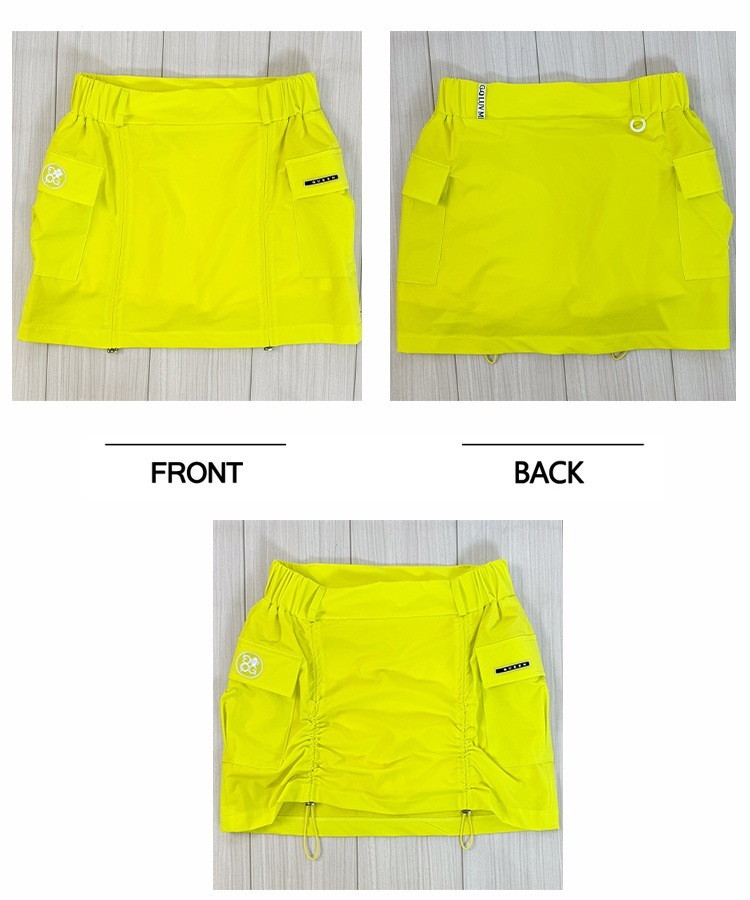 シャーリング ショート丈 カーゴスカート 韓国ゴルフウェア

