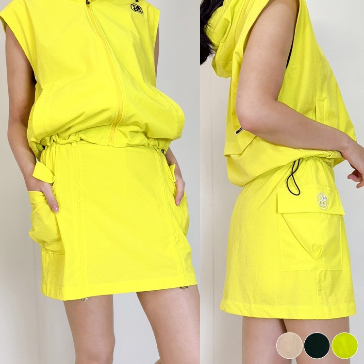 シャーリング ショート丈 カーゴスカート 韓国ゴルフウェア

