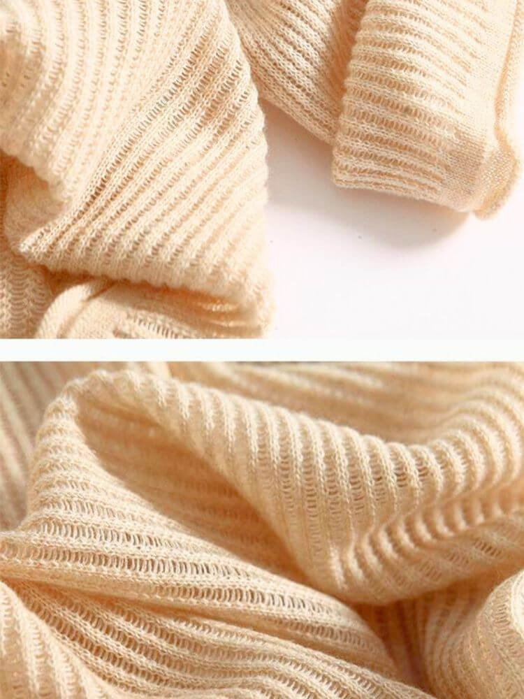 Vネック ざっくり リブニット トップス

