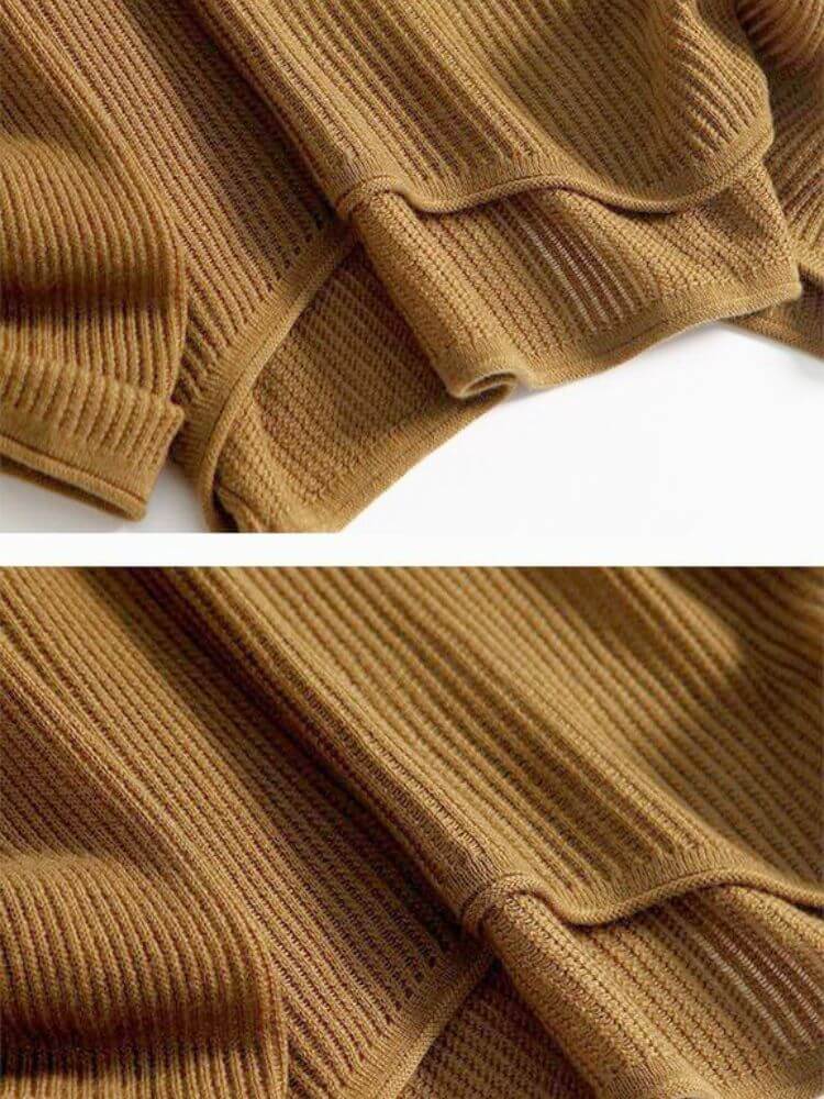 Vネック ざっくり リブニット トップス

