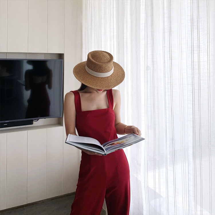 スクエアネック キャミソール サロペット ワイドパンツ