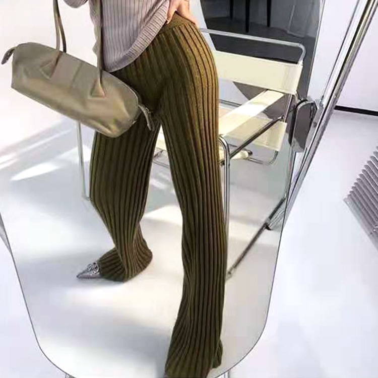 ストレートライン リブニット ロングパンツ