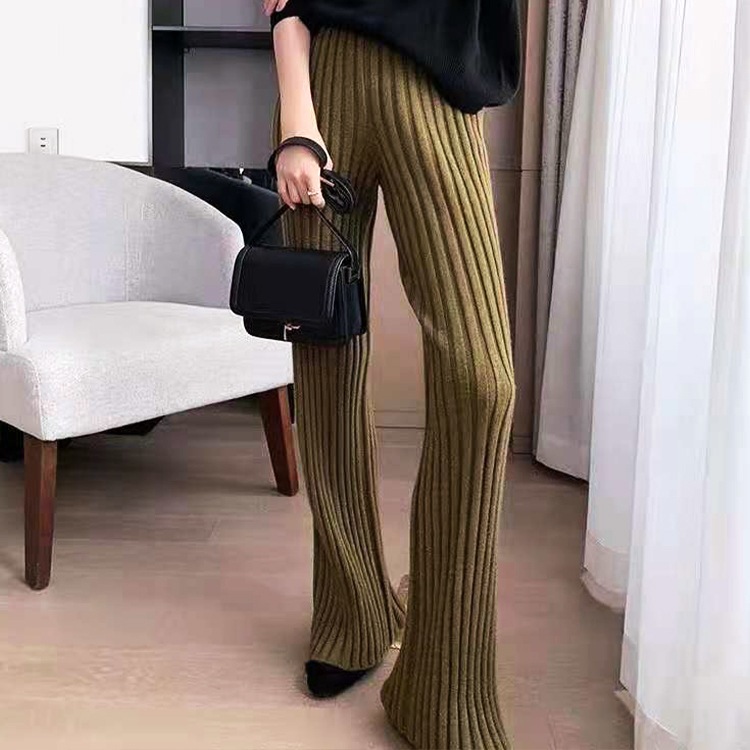 ストレートライン リブニット ロングパンツ