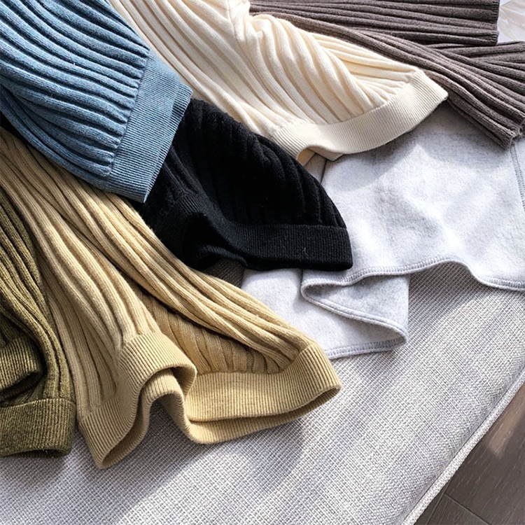 ストレートライン リブニット ロングパンツ