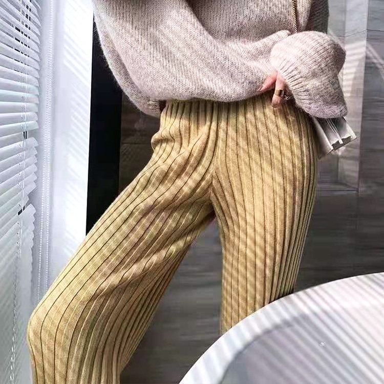 ストレートライン リブニット ロングパンツ