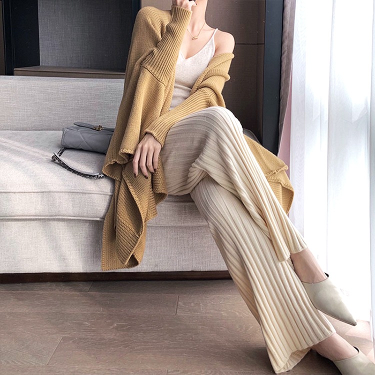 ストレートライン リブニット ロングパンツ