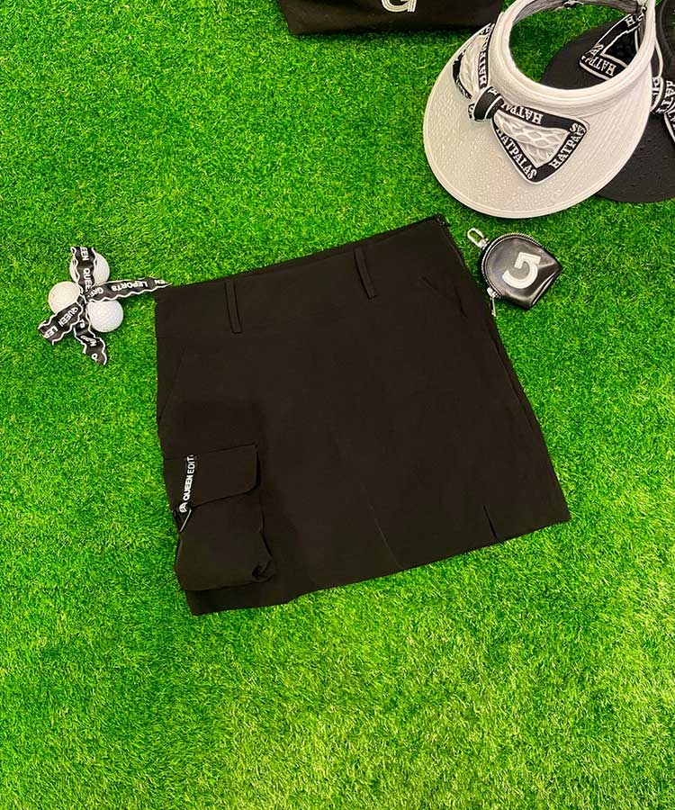 韓国ゴルフウェア レタリングライン カーゴスカート
