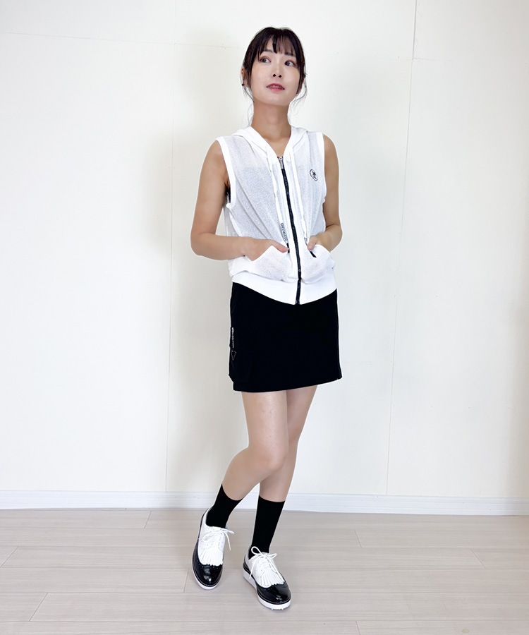 韓国ゴルフウェア レタリングライン カーゴスカート