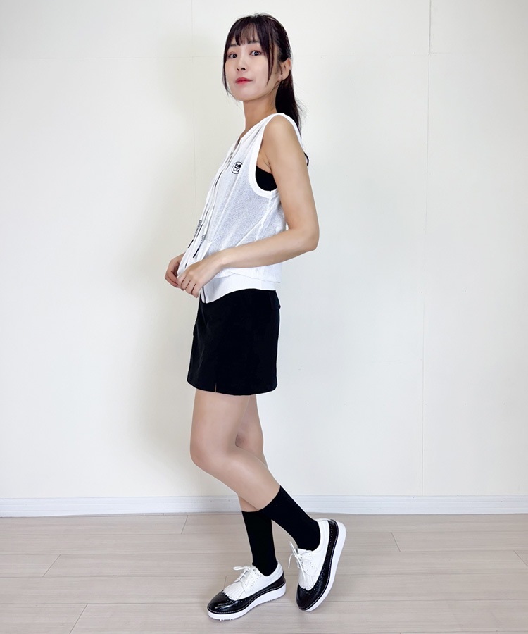 韓国ゴルフウェア レタリングライン カーゴスカート