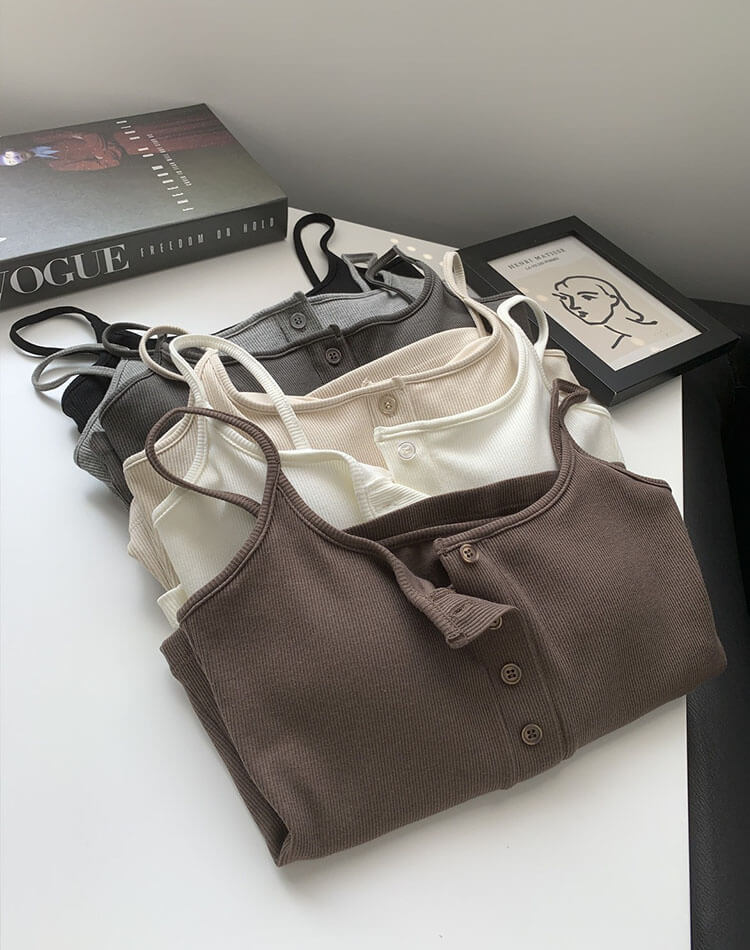 ブラカップ付き ヘンリーネック クロップド丈 キャミソール

